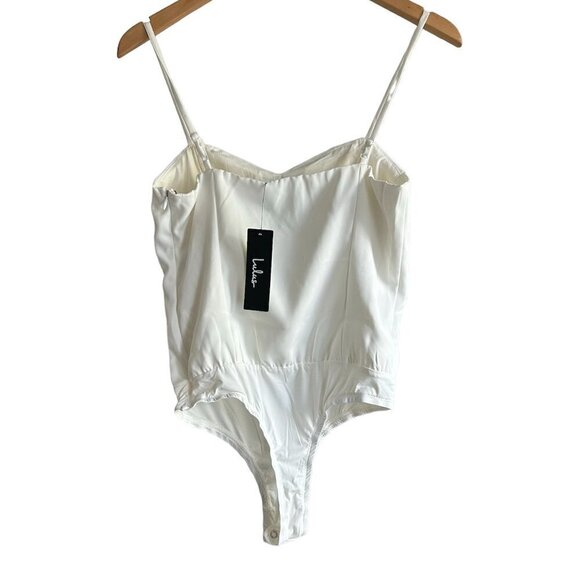 LULU'S White Sleeveless Bustier Style White Bodysuit US S - Picture 4 of 6